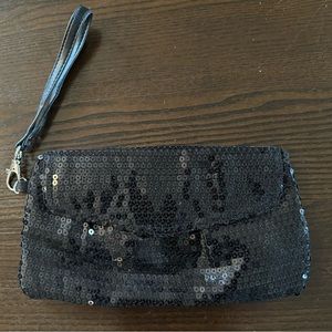 Black sequin clutch